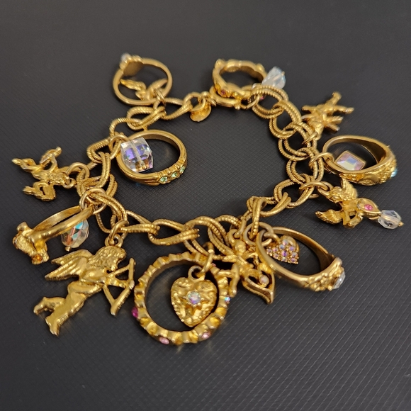 Kirks Folly charms cherub/cupid ring charm bracelet - Picture 1 of 5